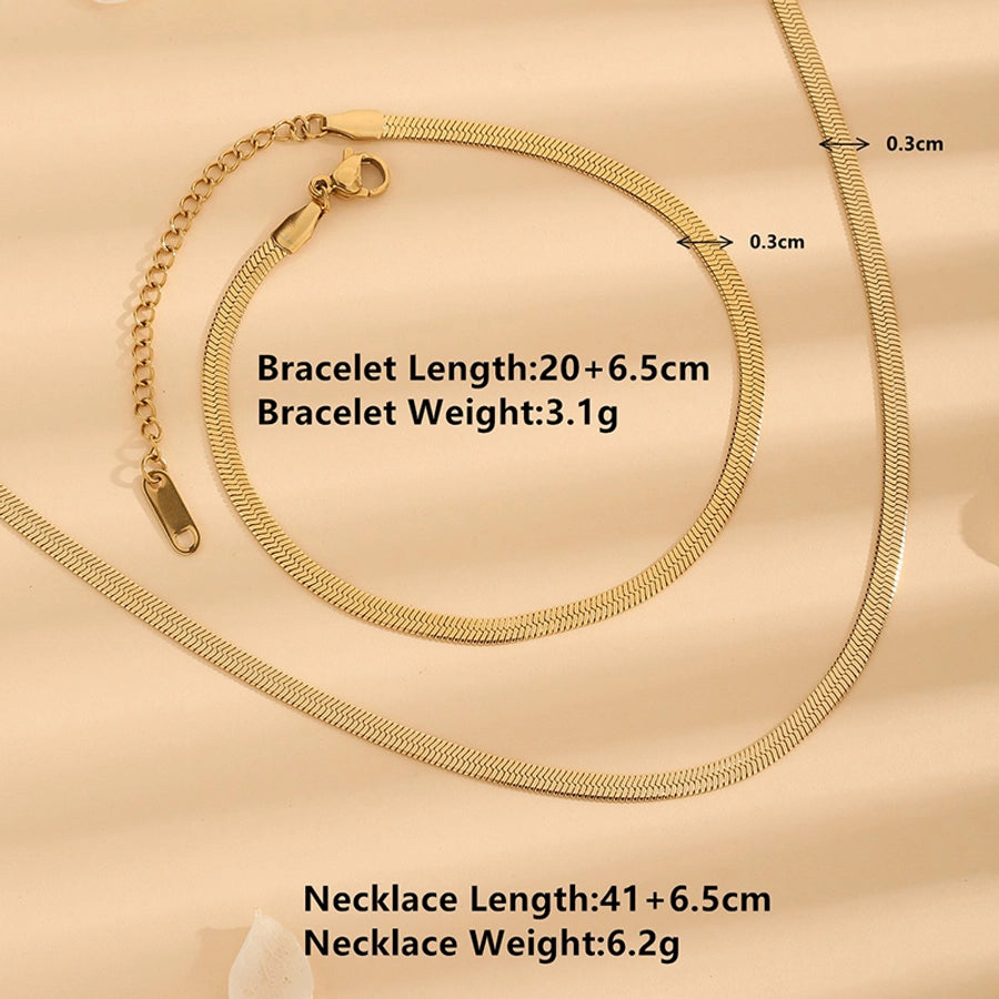 Jewelry Elegant Glam Luxurious Solid Color 304 Stainless Steel 18K Gold Plated Bracelets Necklace