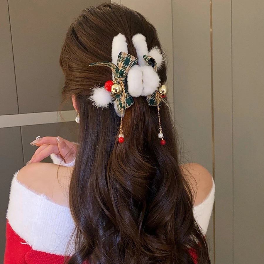 Christmas Casual Simple Style Streetwear Women's Bow Knot Arylic Alloy Hair Claws