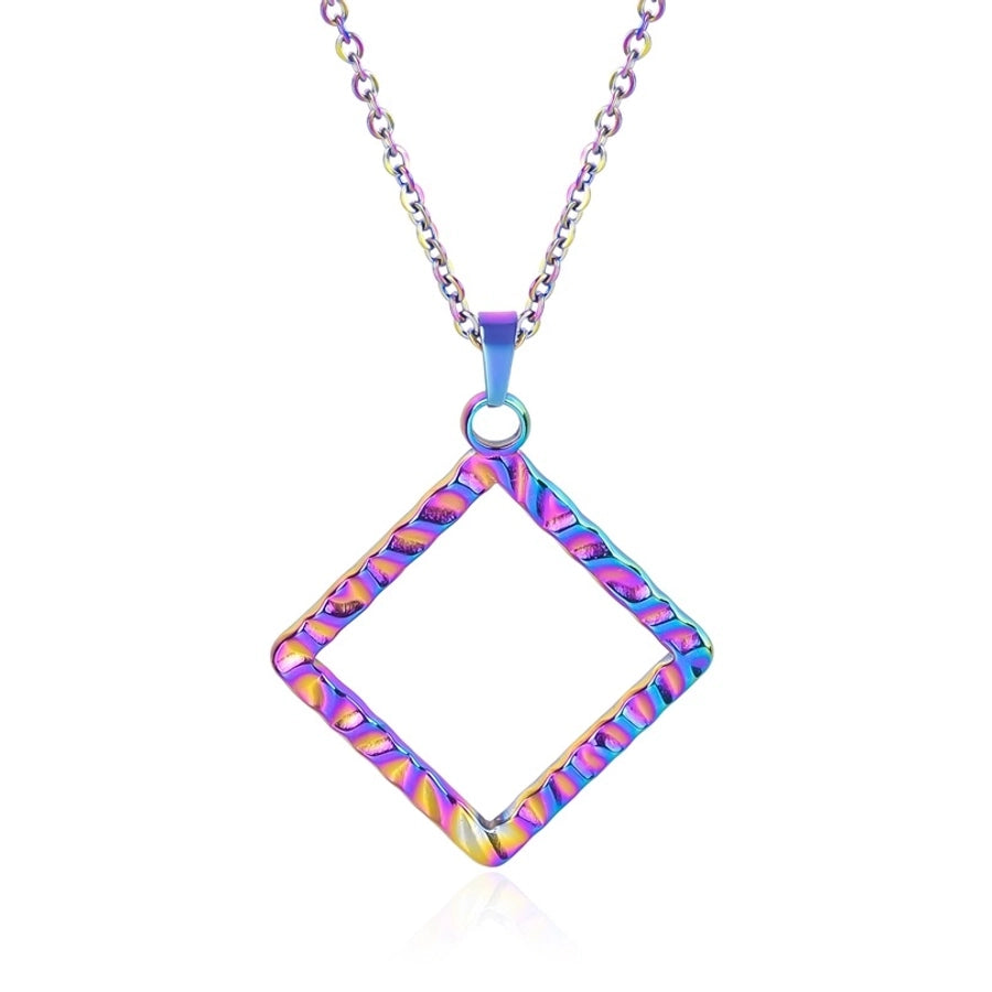 Jewelry Basic Simple Style Classic Style Square 304 Stainless Steel 18K Gold Plated Plating Pendant Necklace