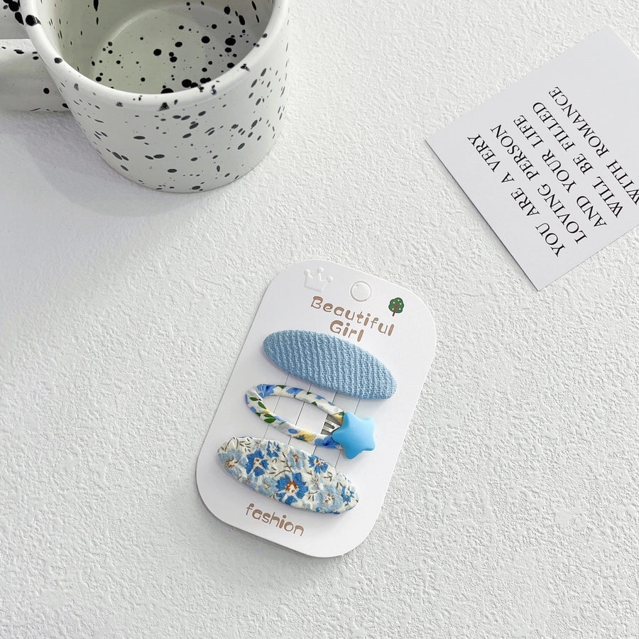 Korean Style Fabric Plaid Baby Girl's Baby Clip Girl's Sweet Suit Side Bangs Clip Children's Star Floral Hair Clip