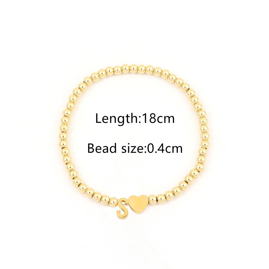 304 Stainless Steel Copper Letter Heart Shape Bracelets