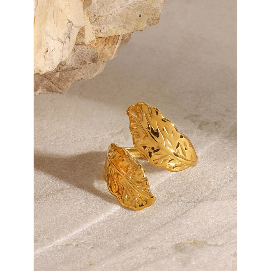 Jewelry Simple Style Classic Style Leaves 304 Stainless Steel Open Rings