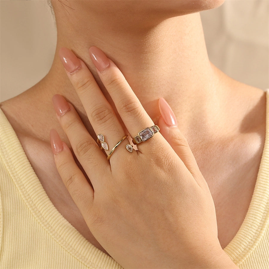 Jewelry Vintage Style Classic Style Geometric Lines Copper Zircon Open Rings