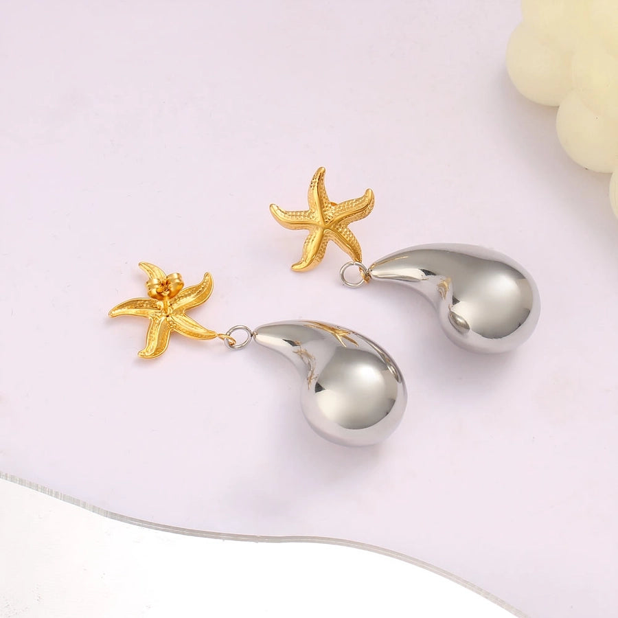 1 Pair Retro Commute Starfish 304 Stainless Steel 316 Stainless Steel  18K Gold Plated Drop Earrings