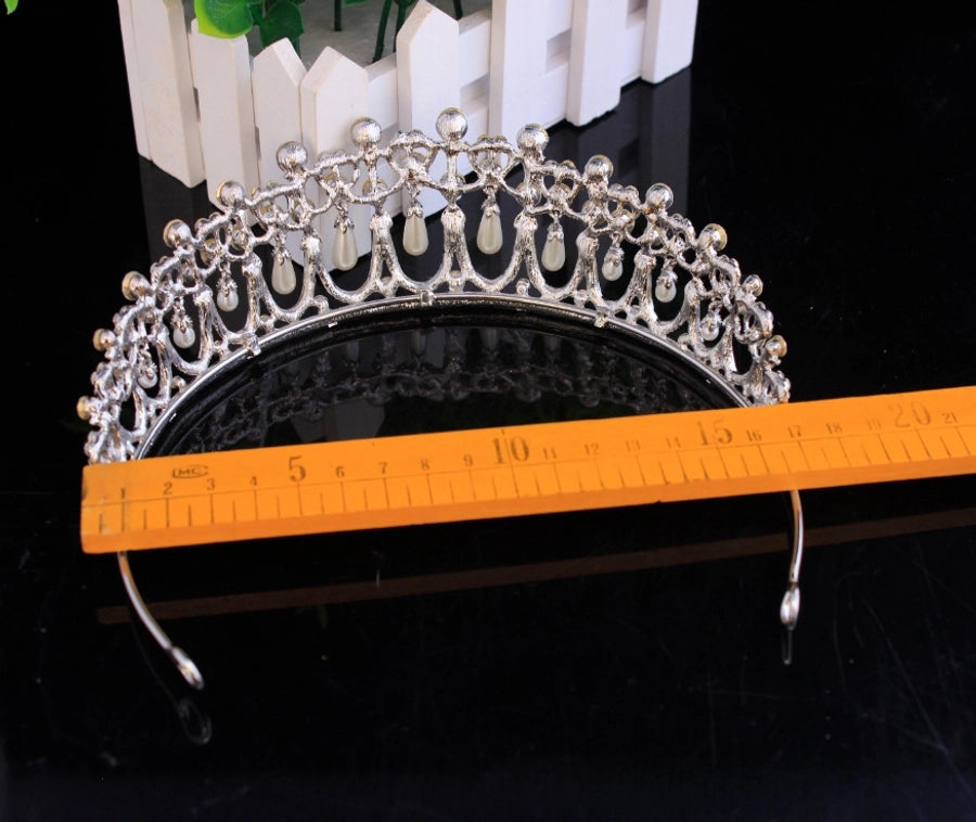 Baroque Queen  Large Crown Pearl Rhinestone Hair Accessories Bride Crown European Style Wedding Princess Crown Headwear