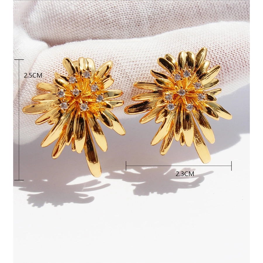 1 Pair Elegant Cute Luxurious Solid Color Inlay Brass Rhinestones 24K Gold Plated Ear Studs