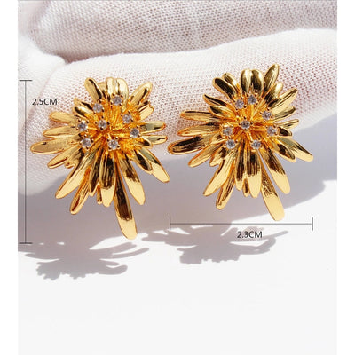 1 Pair Elegant Cute Luxurious Solid Color Inlay Brass Rhinestones 24K Gold Plated Ear Studs