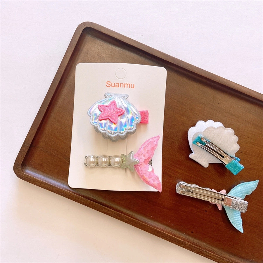 Girl'S Simple Style Classic Style Mermaid Cloth Contrast Collar Hair Clip