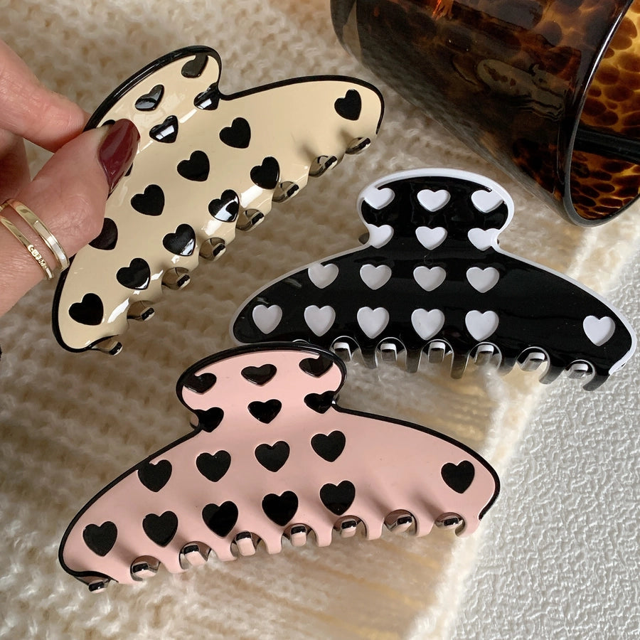 women's simple style commute heart shape alloy acetic acid sheets printing hair claws