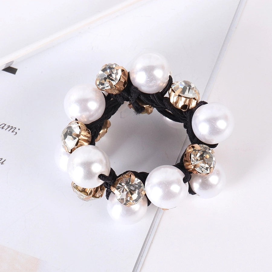 elegant geometric imitation pearl rhinestone hair tie