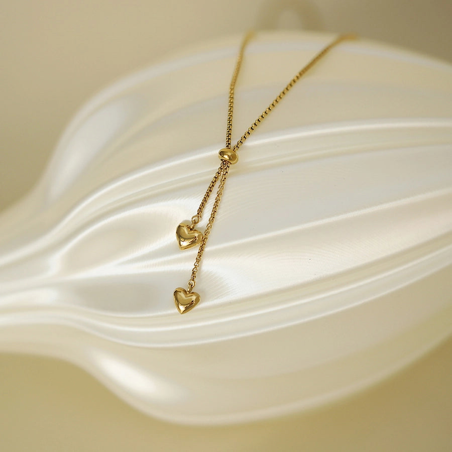 Jewelry Simple Style Heart Shape 304 Stainless Steel Gold Plated Plating Pendant Necklace