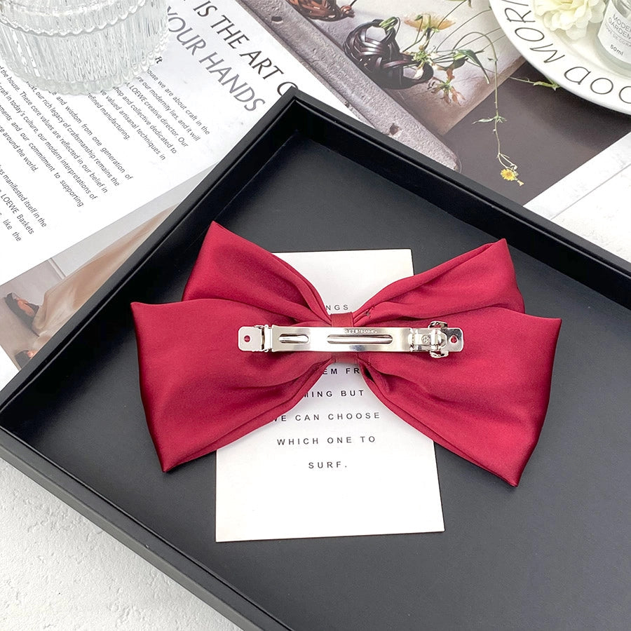 Women's Elegant Sweet Bow Knot Cloth Inlay Rhinestones Hair Clip