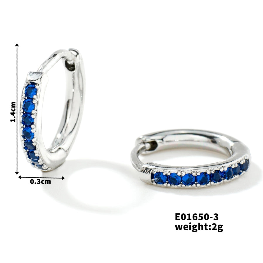 1 Pair Casual Elegant Lady Round Inlay Copper Zircon Rhodium Plated Earrings
