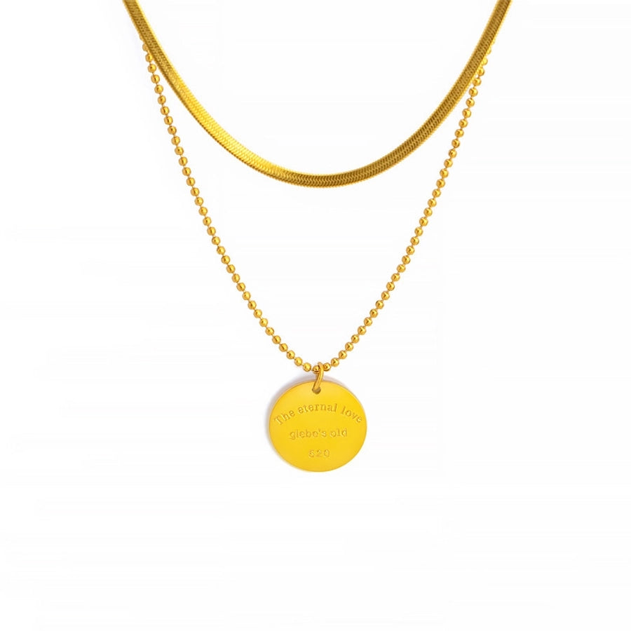 Jewelry Casual Simple Style Round Letter Titanium Steel Double Layer Necklaces