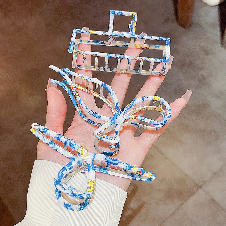 simple style color block alloy stoving varnish hair claws 1 piece