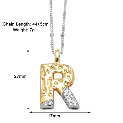 Jewelry Modern Style Simple Style letter 201 Stainless Steel Copper Zircon 18K Gold Plated Mixed Metal Inlay Pendant Necklace