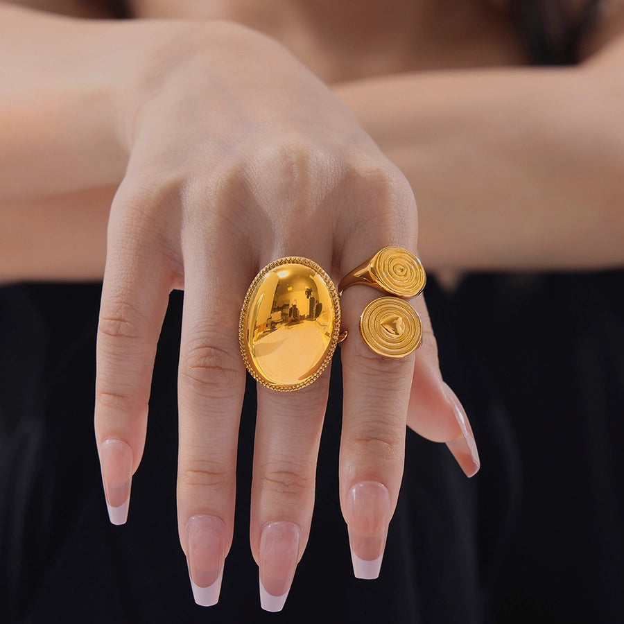 Jewelry Hawaiian Modern Style Circle Heart Shape Titanium Steel Open Rings