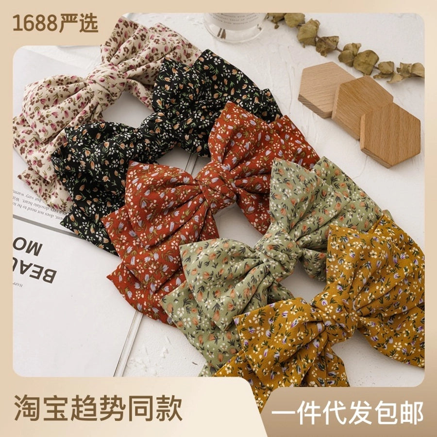 simple style bow knot cloth floral hair clip 1 piece