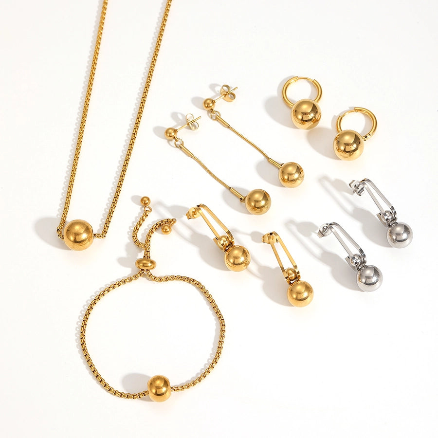 Jewelry IG Style Classic Style Round 304 Stainless Steel 18K Gold Plated Polishing Plating Jewelry Set