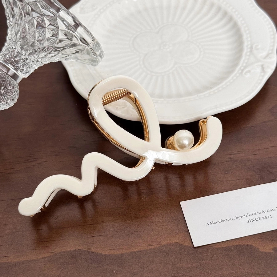 Women's IG Style Waves Arylic Alloy Inlay Pearl Hair Claws