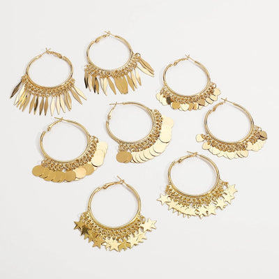 1 Pair Retro Round Star Heart Shape Plating Iron Gold Plated Earrings