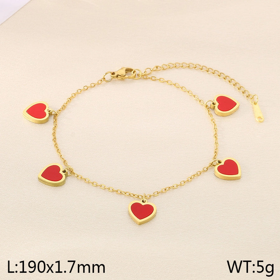 Simple Style Heart Shape 304 Stainless Steel 18K Gold Plated Bracelets In Bulk