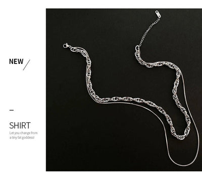 Jewelry Hip-Hop Simple Style Asymmetrical Titanium Steel Titanium Steel Silver Plated Asymmetrical Necklace