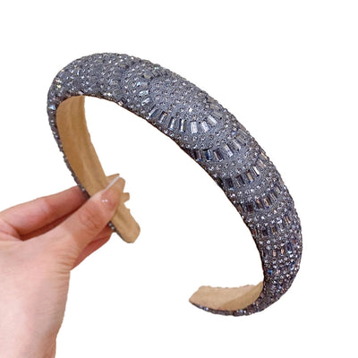 retro lady solid color rhinestone hair band