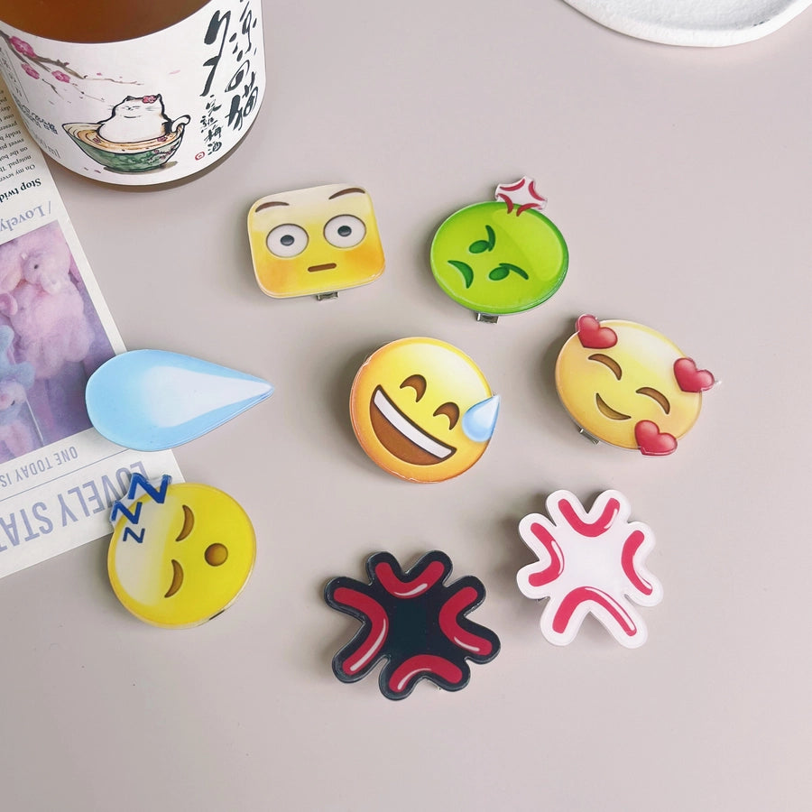 Women's Cute Smile Face Water Droplets Plastic Epoxy Hair Clip