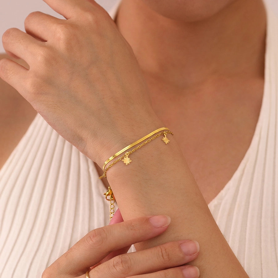 Simple Style Geometric 304 Stainless Steel cable chain snake chain Bracelets In Bulk