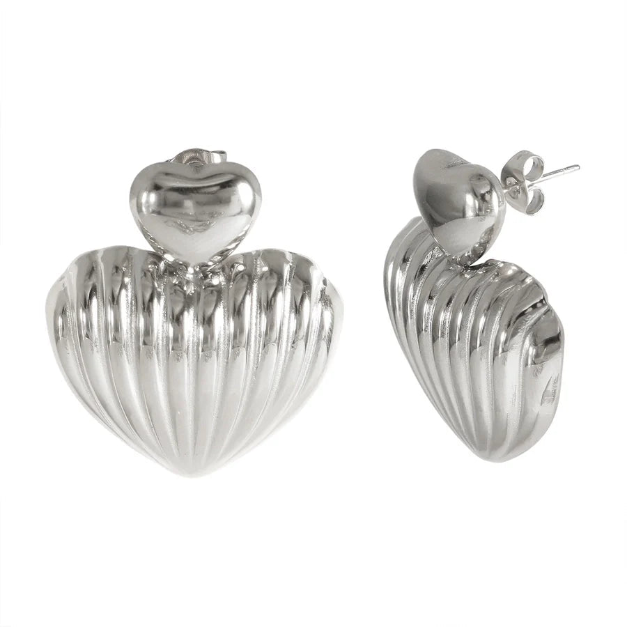 Jewelry IG Style Simple Style Commute Heart Shape 304 Stainless Steel Earrings Necklace