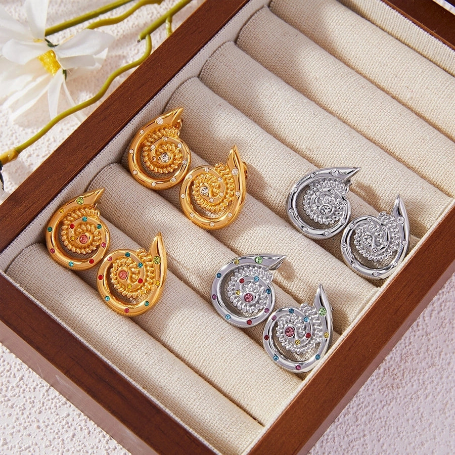 1 Pair Casual Elegant Modern Style Spiral Plating Inlay Titanium Steel 18K Gold Plated Ear Studs