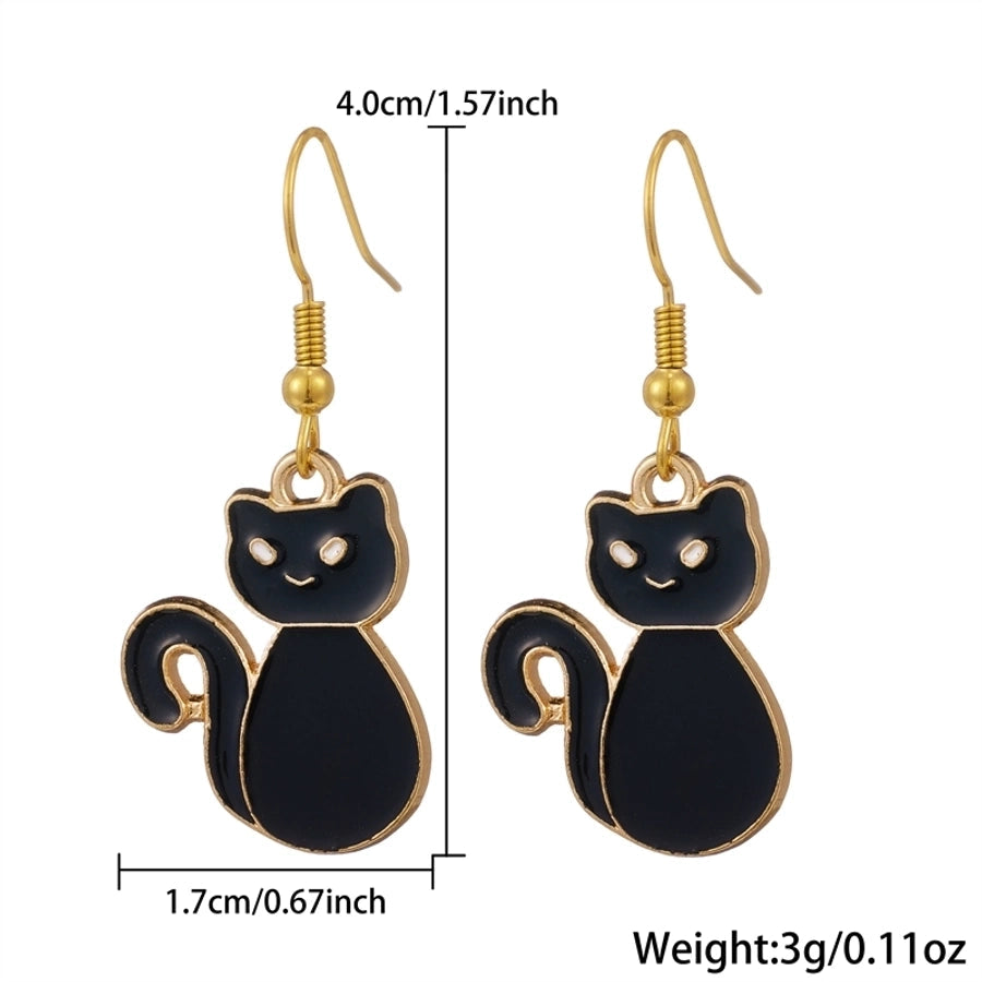 1 Pair Halloween Cute Cat Enamel 304 Stainless Steel 18K Gold Plated Drop Earrings