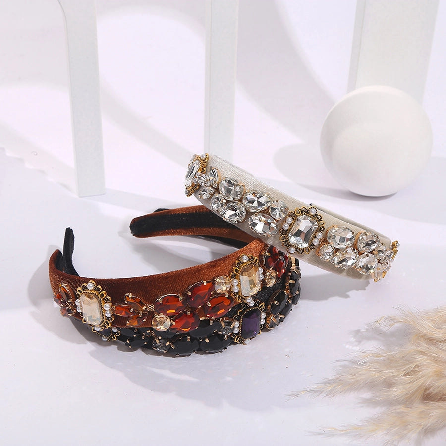 simple style geometric rhinestone flowers rhinestones hair band 1 piece