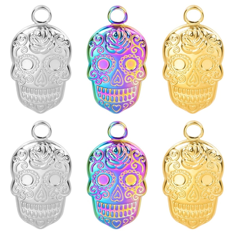 Jewelry Casual Hip-Hop Funny Skull 304 Stainless Steel 18K Gold Plated Plating Pendant Necklace