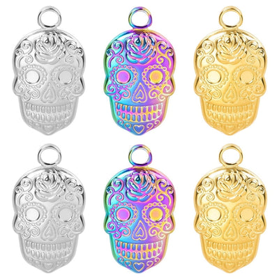 Jewelry Casual Hip-Hop Funny Skull 304 Stainless Steel 18K Gold Plated Plating Pendant Necklace