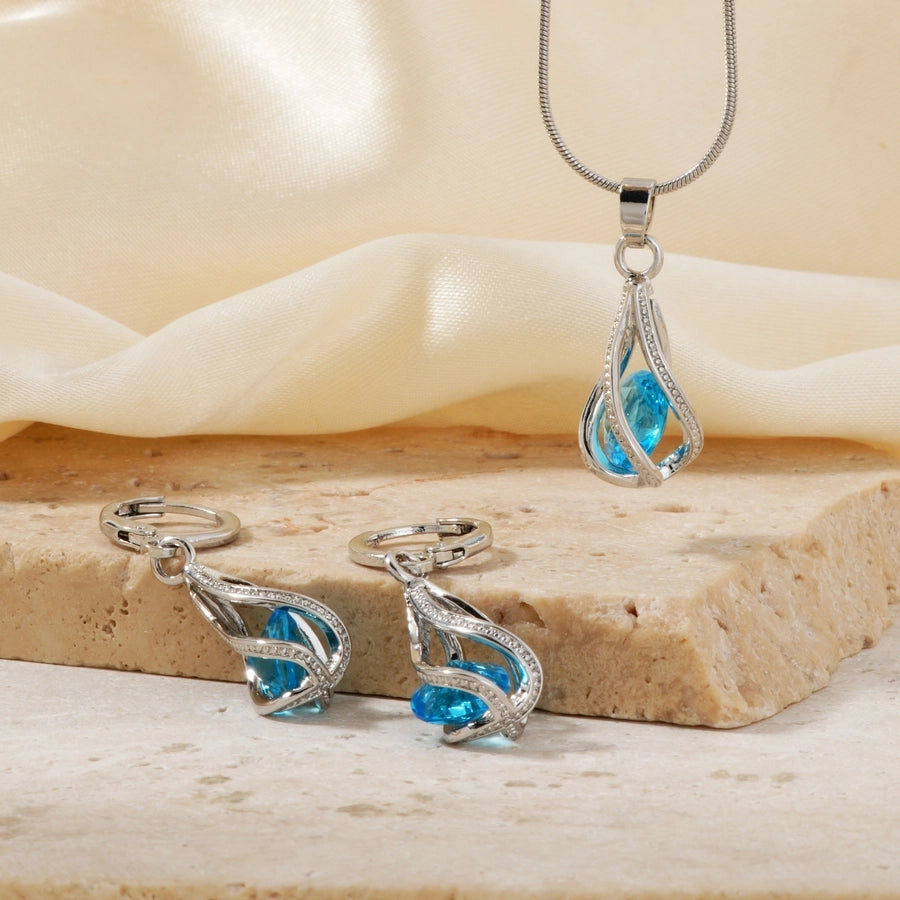 Copper Rhodium Plated Inlay Lantern Glass Jewelry Set