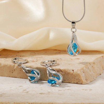 Copper Rhodium Plated Inlay Lantern Glass Jewelry Set