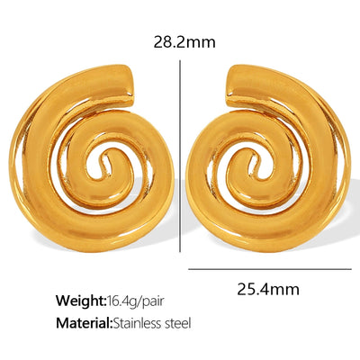 1 Pair Casual Retro Classic Style Swirl Pattern Polishing Plating 304 Stainless Steel 18K Gold Plated Ear Studs
