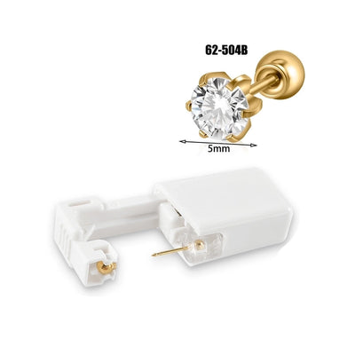 1 Piece Hawaiian Tropical Round Flower Butterfly Inlay 316 Stainless Steel  Zircon 24K Gold Plated Cartilage earrings