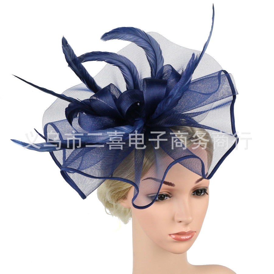 boutique mesh head flower feather accessories top hat hairpin bridal