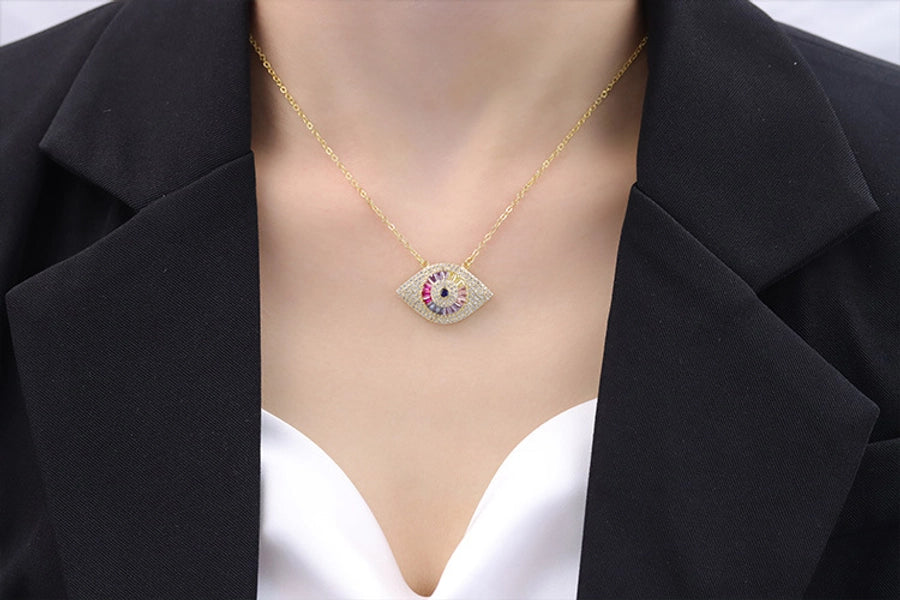 Copper Plating Devil's Eye Pendant Necklace