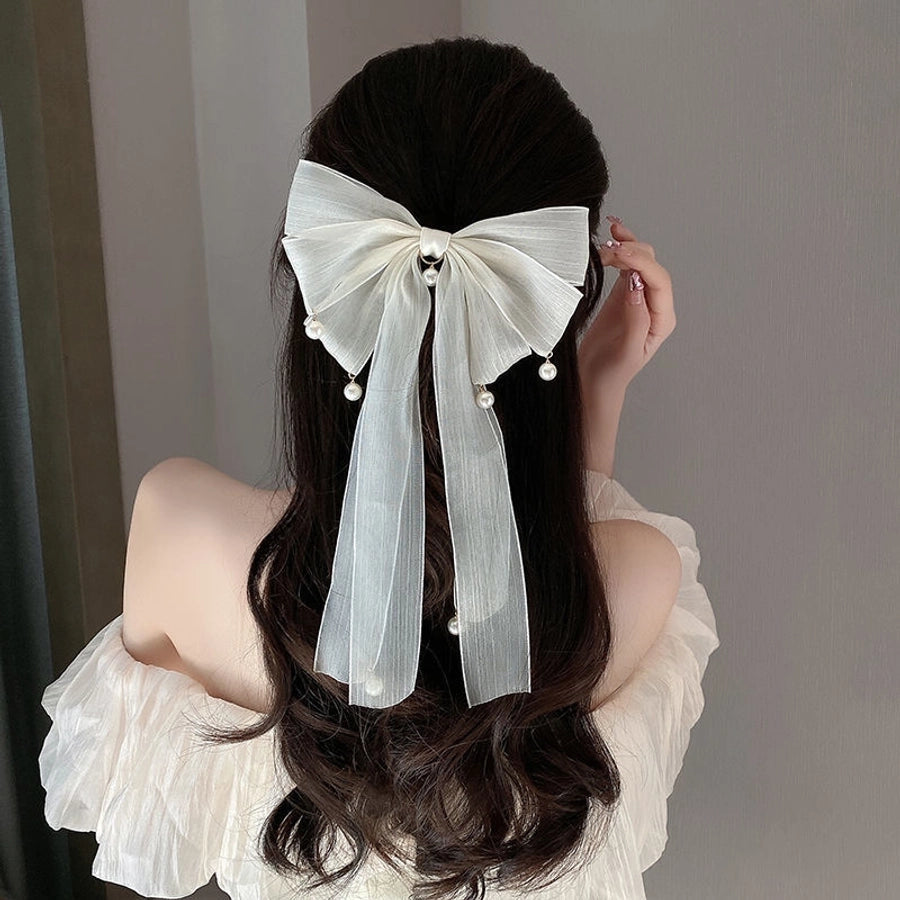 fashion bow knot cloth ribbon hair clip 1 piece