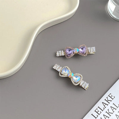 women's elegant bow knot alloy inlay zircon hair clip