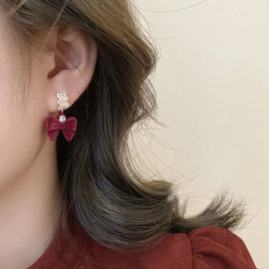 1 Pair Retro Bow Knot Copper Drop Earrings