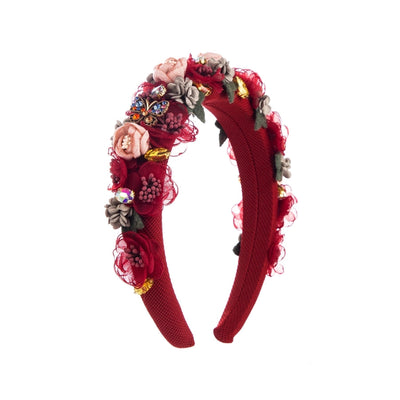elegant romantic sweet rose cloth inlay rhinestones hair band