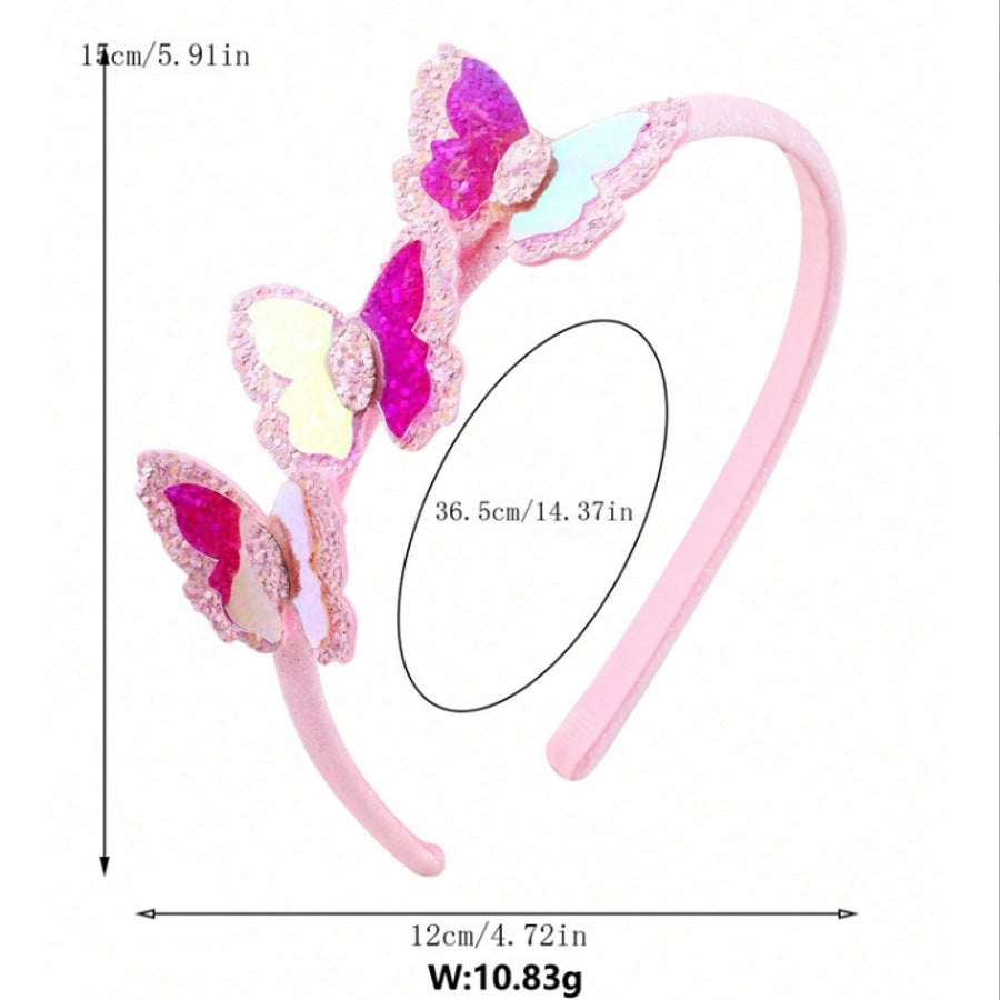 Girl'S Casual Elegant Cute Butterfly PVC Sequin Lace Hair Band