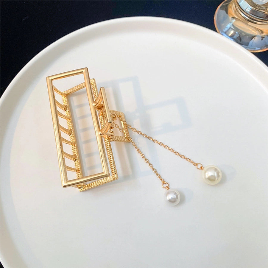 simple style solid color alloy resin hollow out hair claws