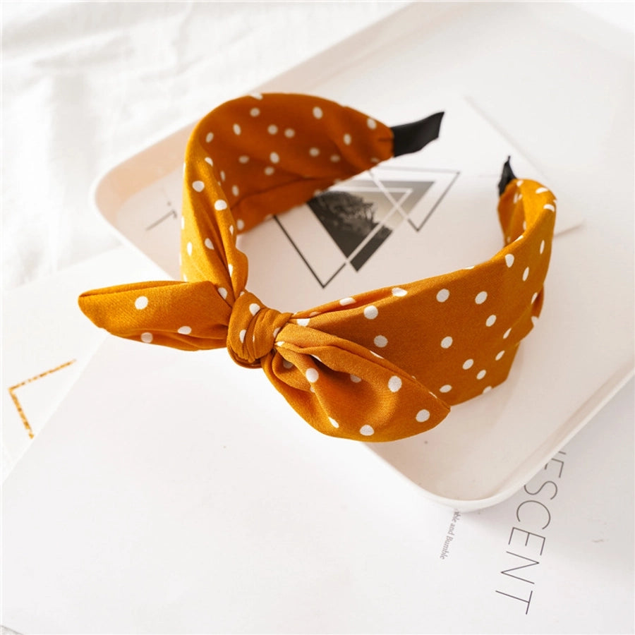 fashion polka dots bow knot cloth printing hair band 1 piece