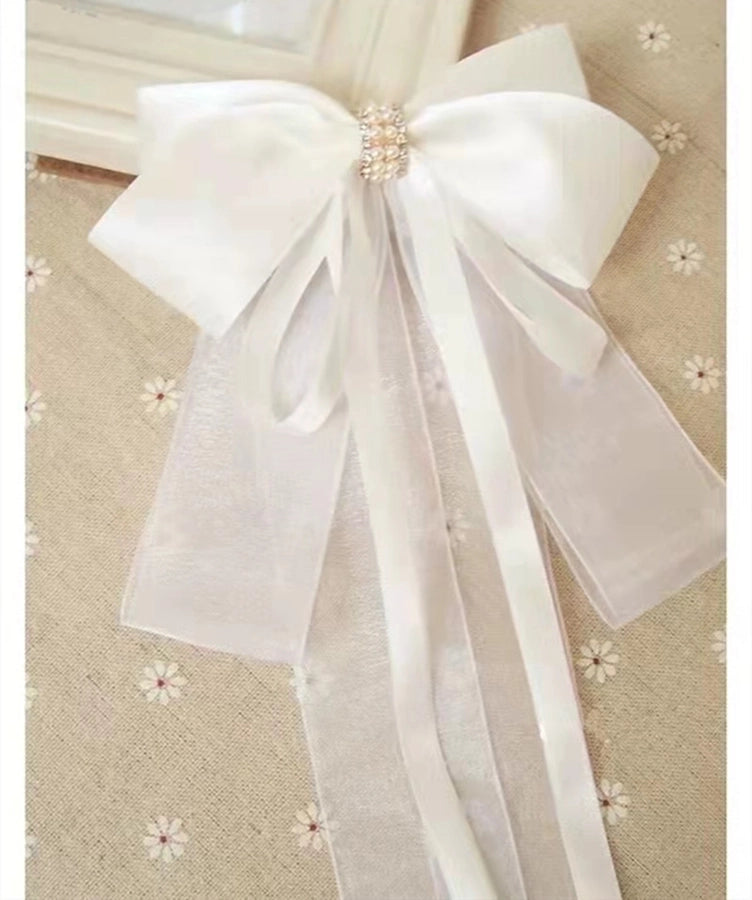 women's casual sweet commute bow knot fabric gauze hair clip